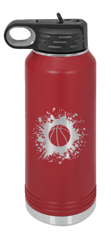 Basketball - 32oz Water Bottle Laser Engraved- Maroon