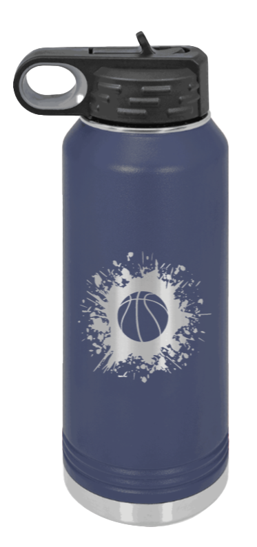 Basketball - 32oz Water Bottle Laser Engraved- Navy