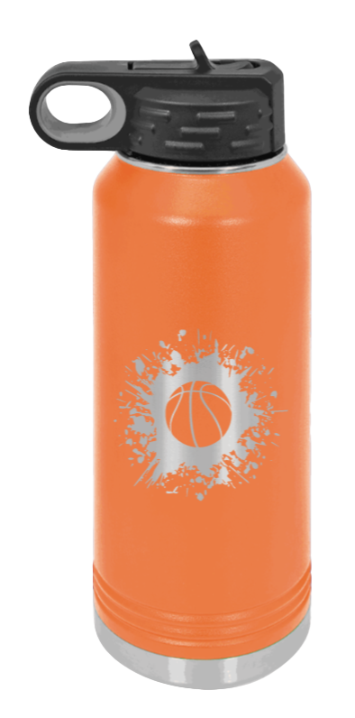 Basketball - 32oz Water Bottle Laser Engraved- Orange