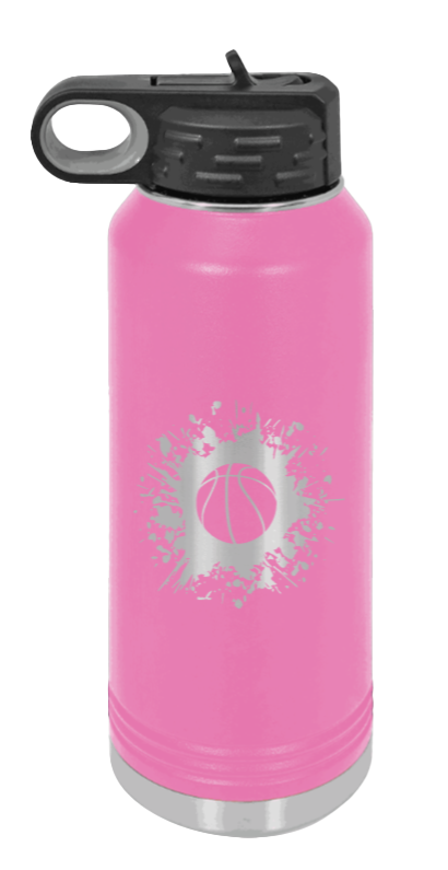Basketball - 32oz Water Bottle Laser Engraved- Pink