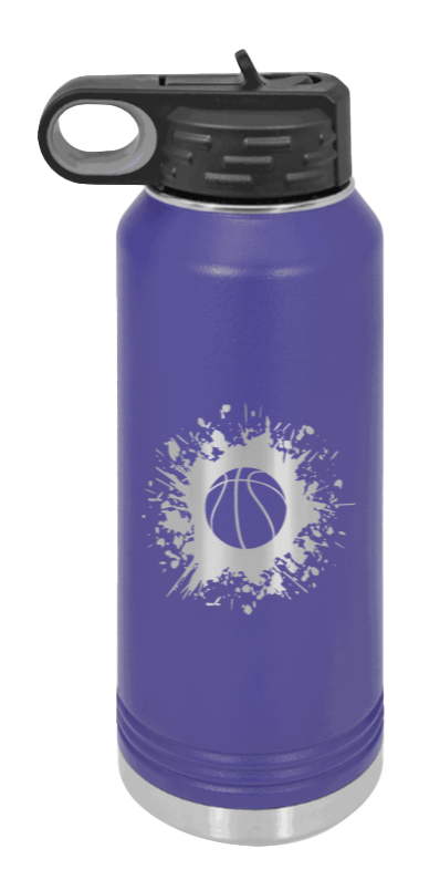 Basketball - 32oz Water Bottle Laser Engraved- Purple