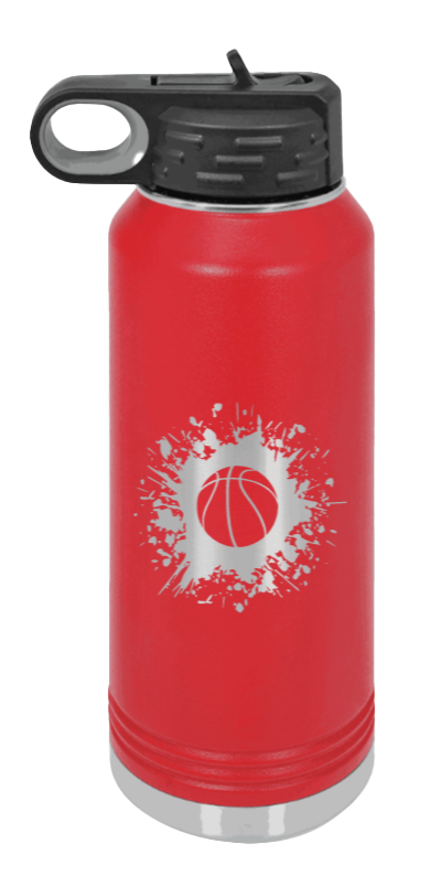 Basketball - 32oz Water Bottle Laser Engraved- Red