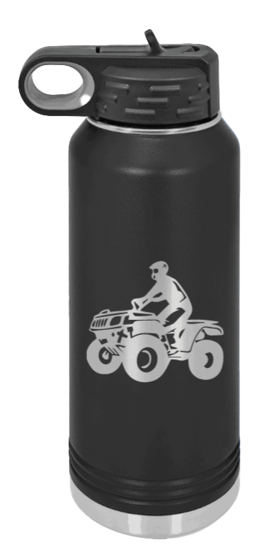 4-Wheeler - 32oz Water Bottle Laser Engraved- Black