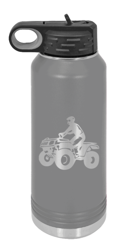 4-Wheeler - 32oz Water Bottle Laser Engraved- Dark Grey