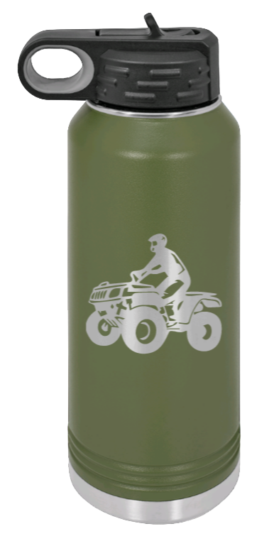 4-Wheeler - 32oz Water Bottle Laser Engraved- Olive