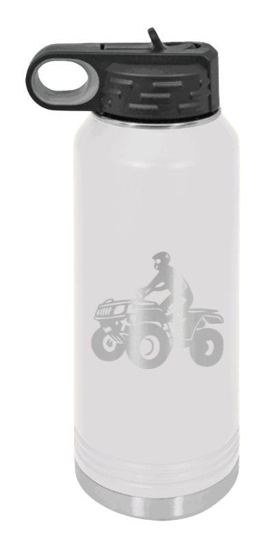 4-Wheeler - 32oz Water Bottle Laser Engraved- White