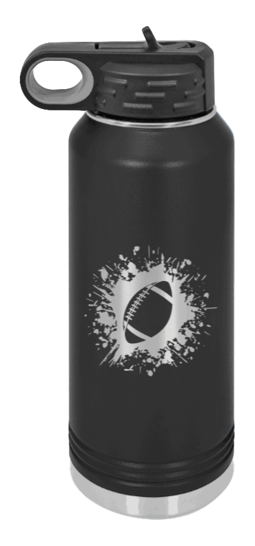 Football - 32oz Water Bottle Laser Engraved- Black