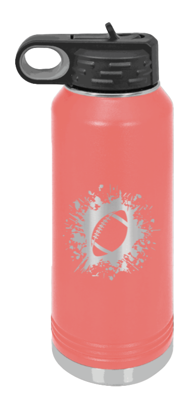 Football - 32oz Water Bottle Laser Engraved- Coral