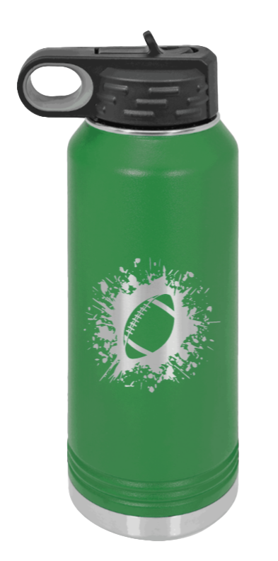 Football - 32oz Water Bottle Laser Engraved- Green