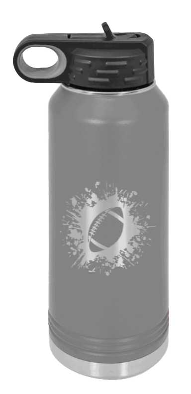 Football - 32oz Water Bottle Laser Engraved- Dark Grey