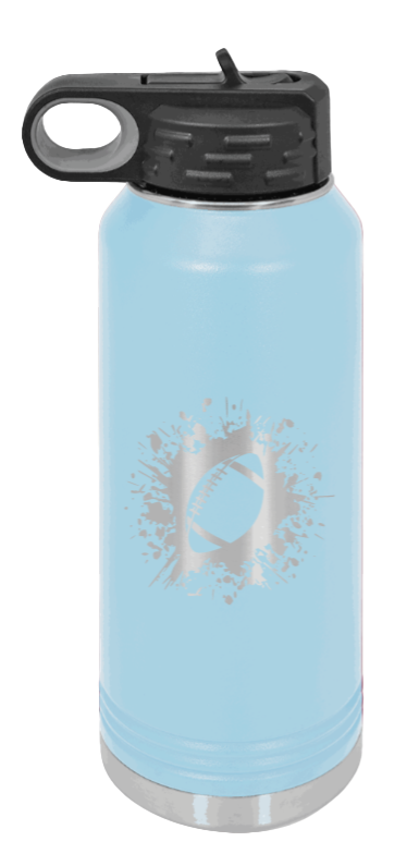 Football - 32oz Water Bottle Laser Engraved- Light Blue
