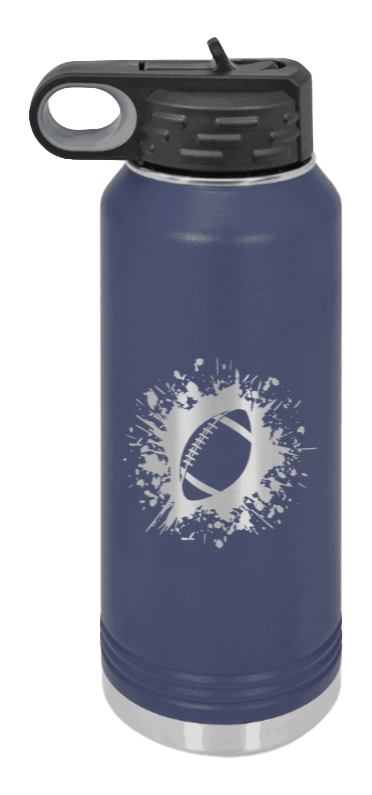 Football - 32oz Water Bottle Laser Engraved- Navy