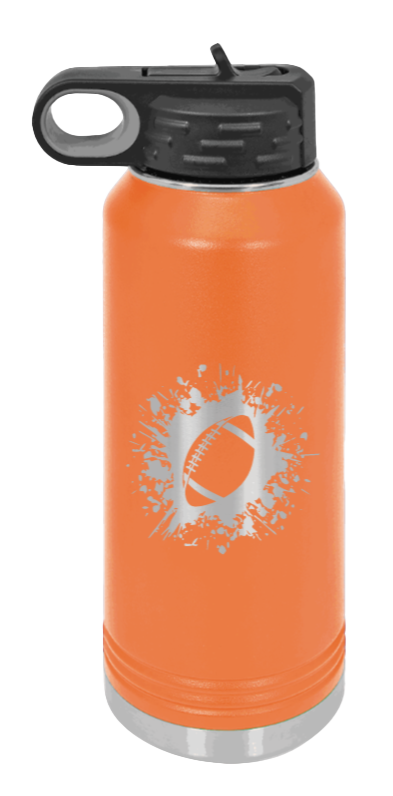 Football - 32oz Water Bottle Laser Engraved- Orange
