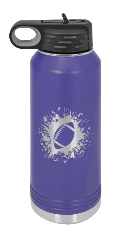 Football - 32oz Water Bottle Laser Engraved- Purple