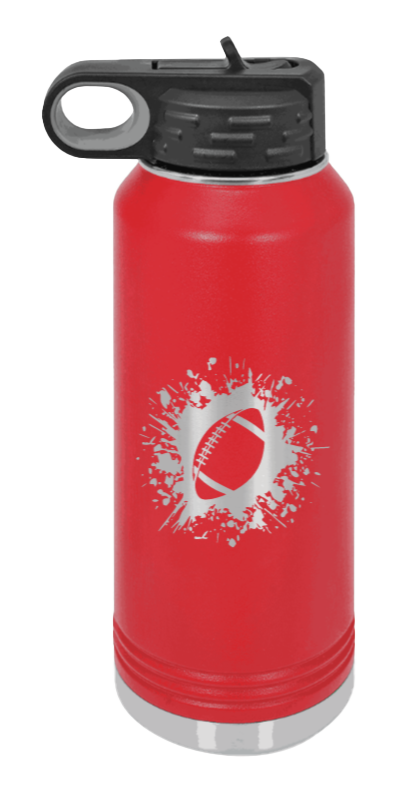Football - 32oz Water Bottle Laser Engraved- Red