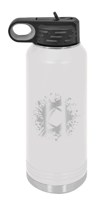 Football - 32oz Water Bottle Laser Engraved- White