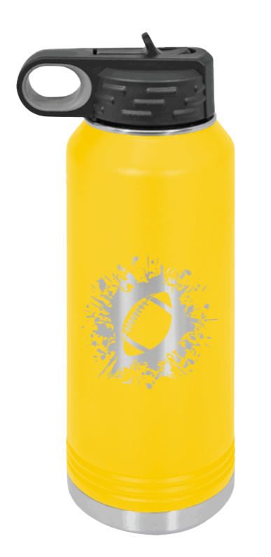 Football - 32oz Water Bottle Laser Engraved- Yellow