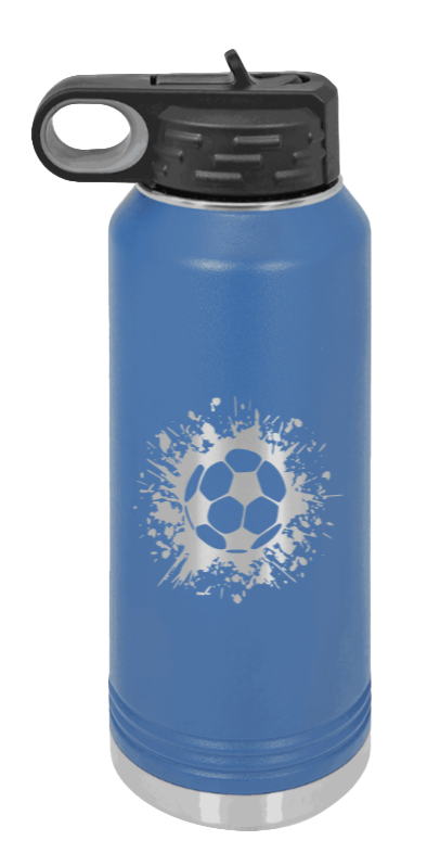 Soccer - 32oz Water Bottle Laser Engraved- Royal Blue