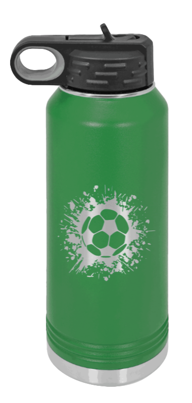 Soccer - 32oz Water Bottle Laser Engraved- Green