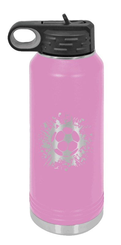 Soccer - 32oz Water Bottle Laser Engraved- Light Purple