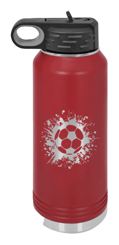 Soccer - 32oz Water Bottle Laser Engraved- Maroon