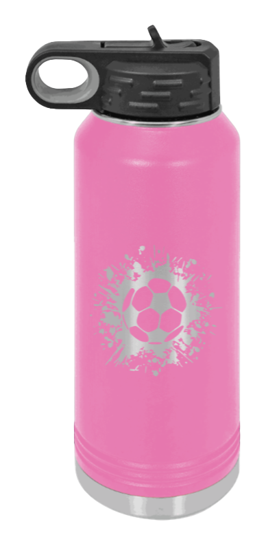Soccer - 32oz Water Bottle Laser Engraved- Pink