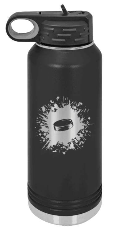 Hockey - 32oz Water Bottle Laser Engraved- Black