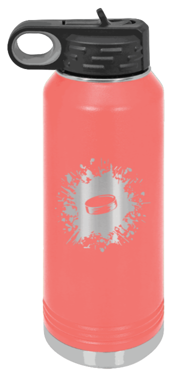 Hockey - 32oz Water Bottle Laser Engraved- Coral