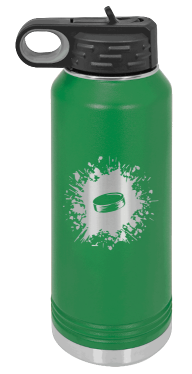 Hockey - 32oz Water Bottle Laser Engraved- Green