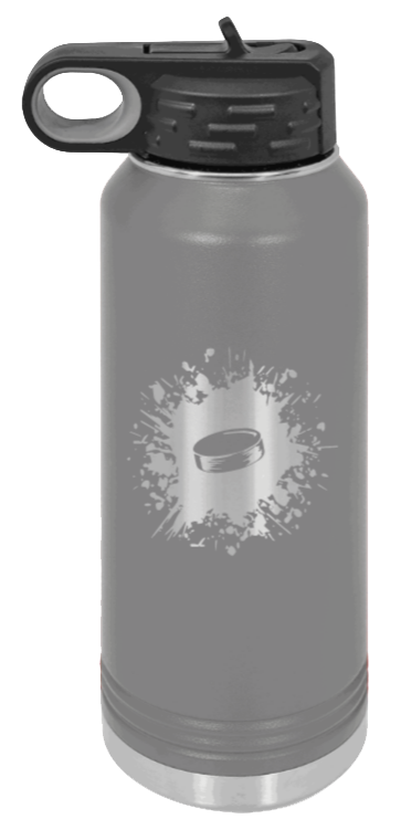Hockey - 32oz Water Bottle Laser Engraved- Dark Grey