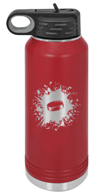 Hockey - 32oz Water Bottle Laser Engraved- Maroon