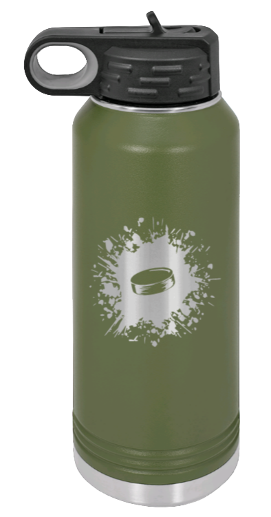 Hockey - 32oz Water Bottle Laser Engraved- Olive