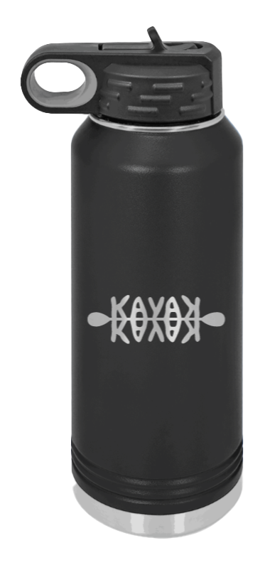 Kayak - 32oz Water Bottle Laser Engraved- Black