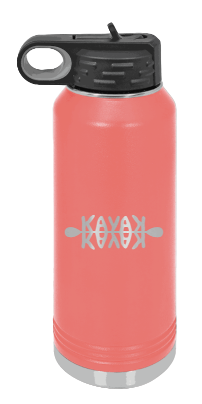 Kayak - 32oz Water Bottle Laser Engraved- Coral