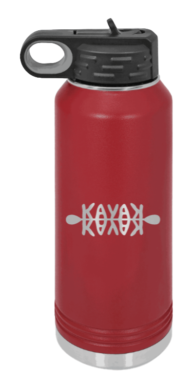 Kayak - 32oz Water Bottle Laser Engraved- Maroon