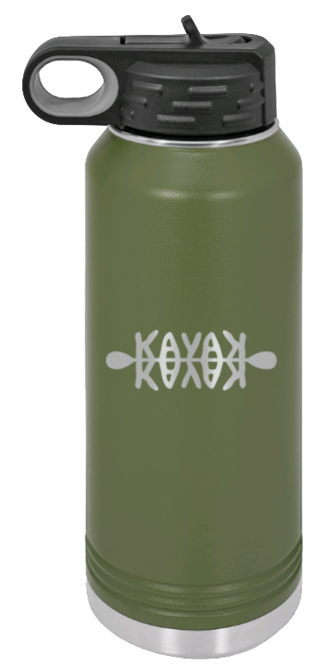 Kayak - 32oz Water Bottle Laser Engraved- Olive
