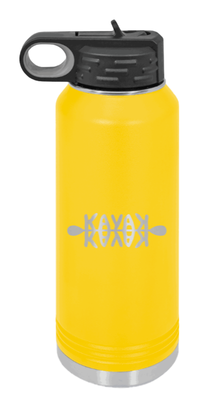 Kayak - 32oz Water Bottle Laser Engraved- Yellow