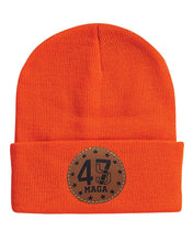 Load image into Gallery viewer, Trump 45 47  Leather Patch Beanie
