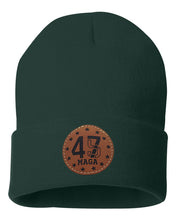 Load image into Gallery viewer, Trump 45 47  Leather Patch Beanie
