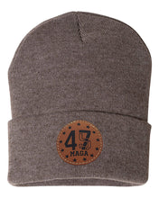 Load image into Gallery viewer, Trump 45 47  Leather Patch Beanie
