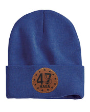 Load image into Gallery viewer, Trump 45 47  Leather Patch Beanie
