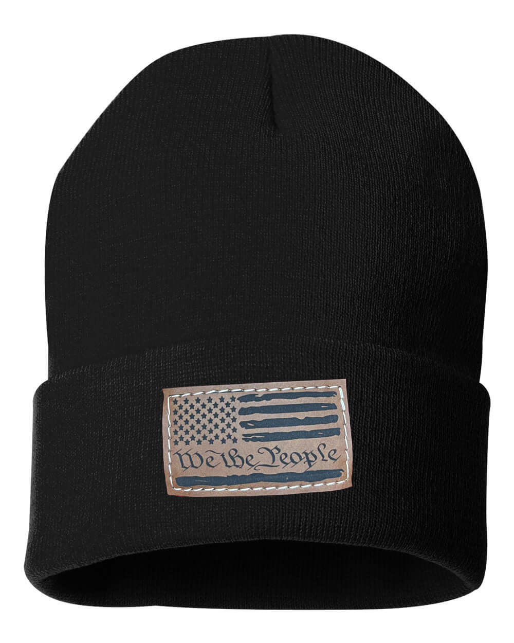 We The People Leather Patch Beanie