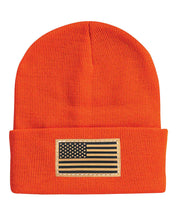 Load image into Gallery viewer, American Flag Leather Patch Beanie
