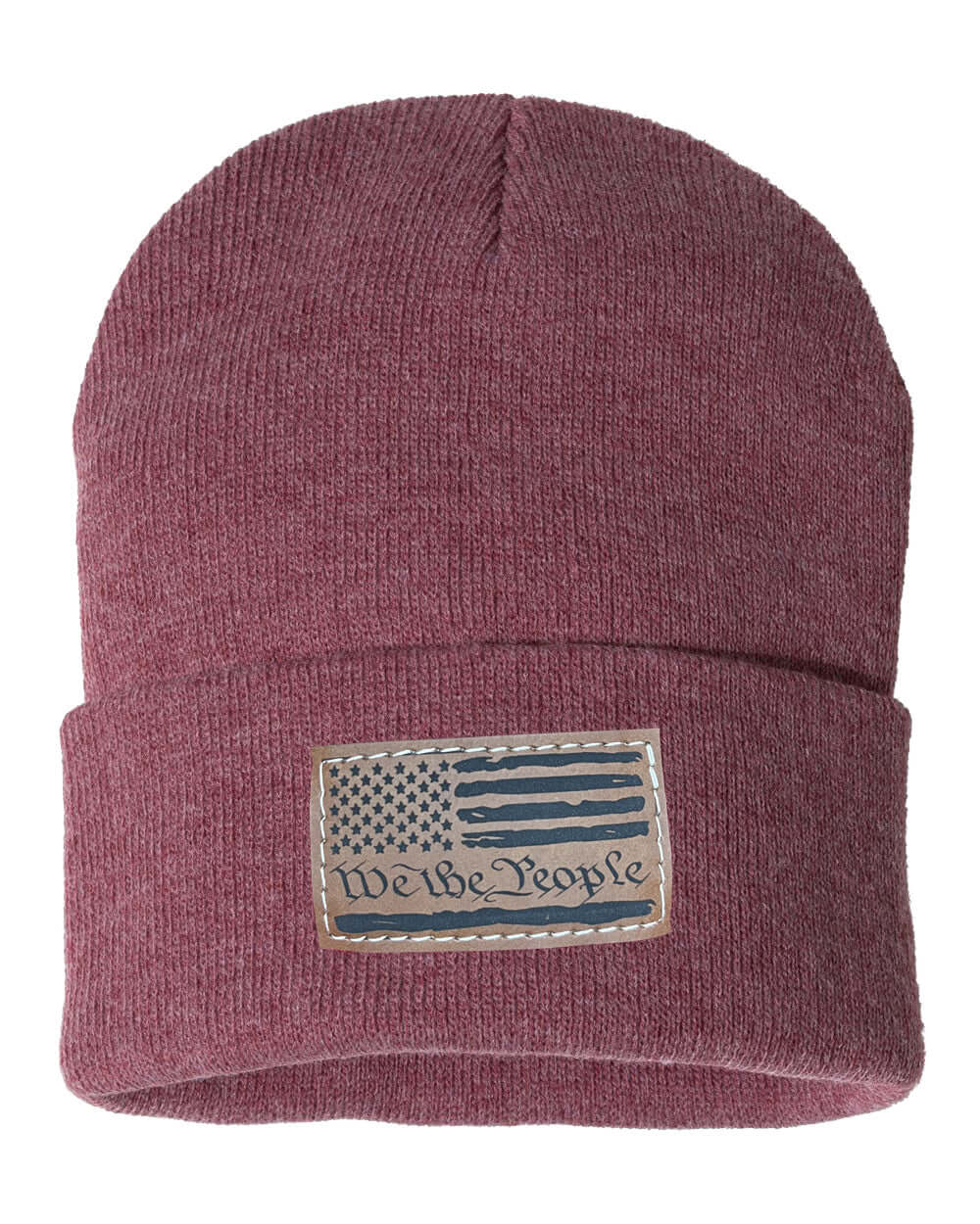 We The People Leather Patch Beanie