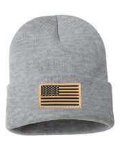 Load image into Gallery viewer, American Flag Leather Patch Beanie
