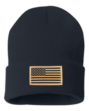 Load image into Gallery viewer, American Flag Leather Patch Beanie
