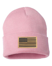 Load image into Gallery viewer, American Flag Leather Patch Beanie
