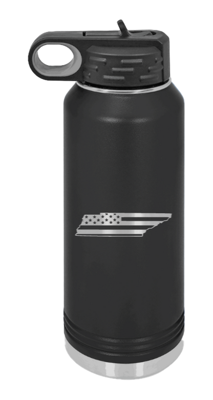 Tennessee Flag - 32oz Water Bottle Laser Engraved- Black