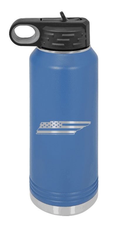 Tennessee Flag - 32oz Water Bottle Laser Engraved- Royal Blue