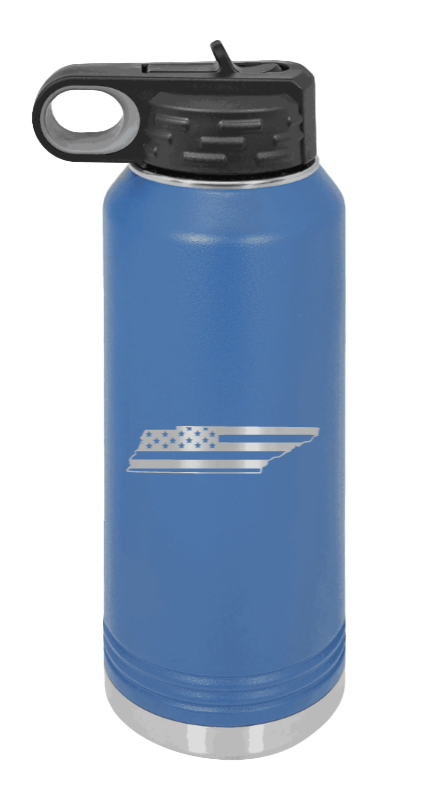 Tennessee Flag - 32oz Water Bottle Laser Engraved- Royal Blue